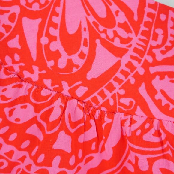 Vintage Sun Fashions of Hawaii Size 14 Hawaiian Maxi Dress Neon Pink Paisley 70s - Picture 8 of 9